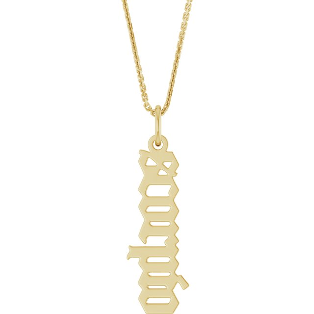 14K Gold Gothic Zodiac Pendant - Options Available
