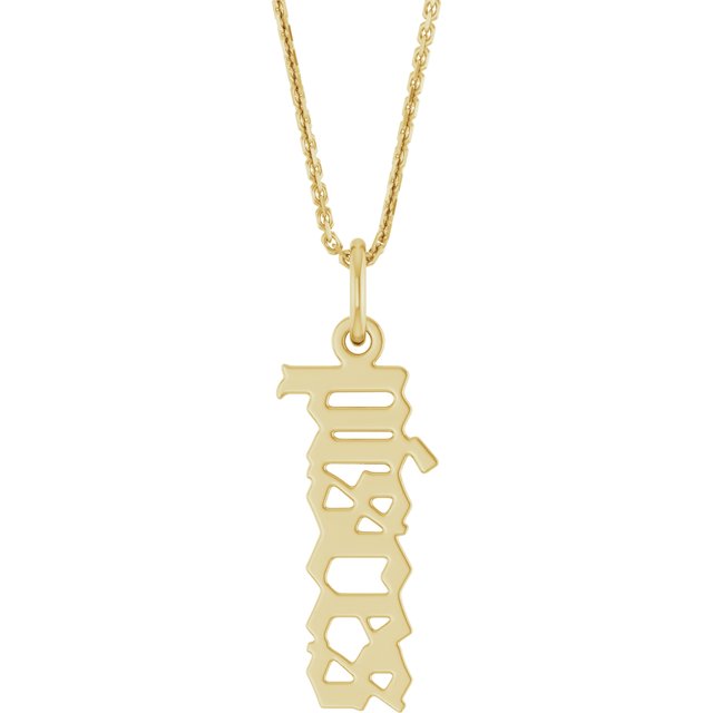 14K Gold Gothic Zodiac Pendant - Options Available