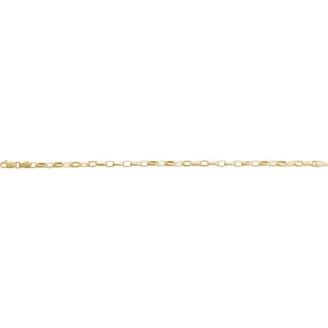 14K Yellow Gold 3.9 mm Puffed Oval Cable 7" Chain - Elegant Design