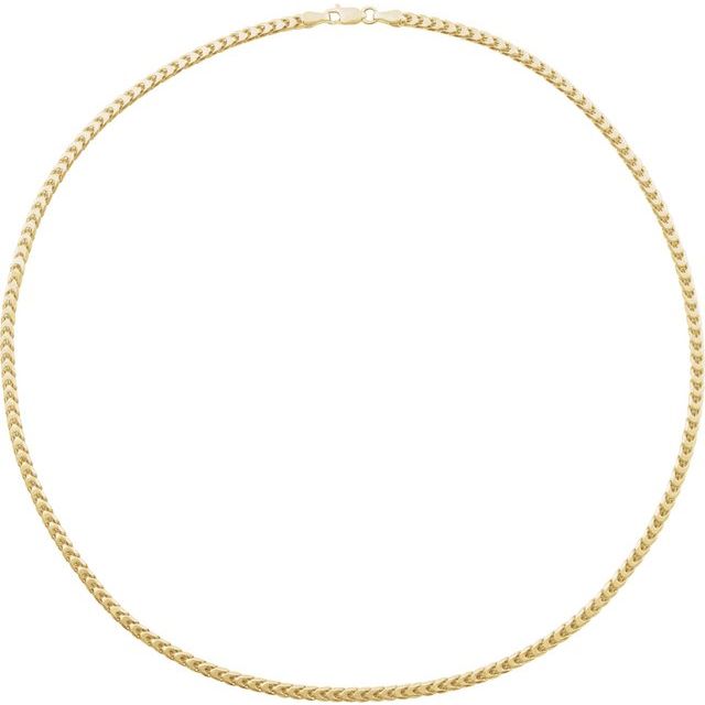 14K Yellow Gold 3.4 mm Hollow Diamond-Cut Franco Chain - 8 Inch