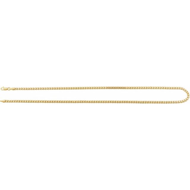 14K Yellow Gold 3.4 mm Hollow Diamond-Cut Franco Chain - 20" Length