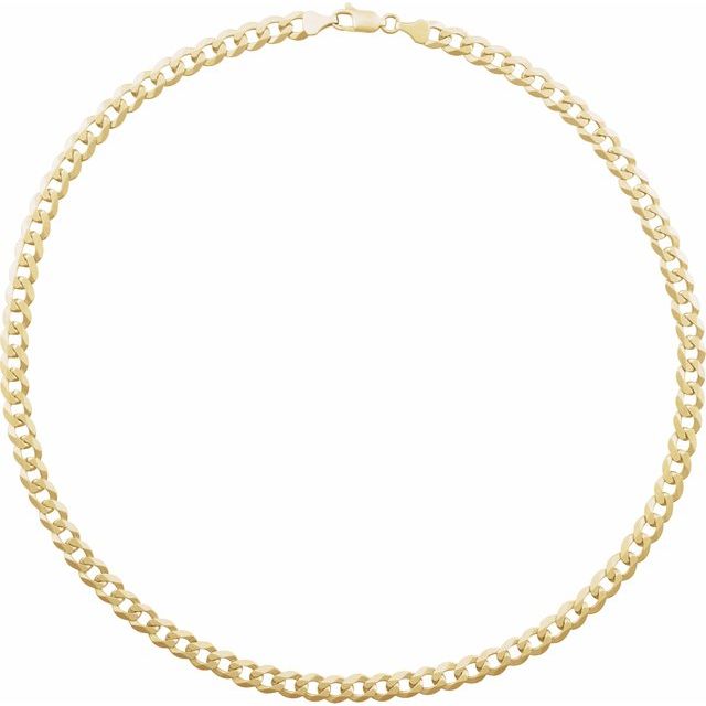 14K Yellow Gold 7 mm Curb Chain Bracelet - Elegant Design