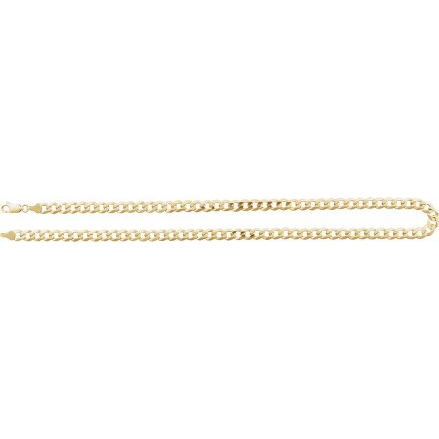 14K Yellow Gold 7 mm Curb Chain Necklace - Elegant and Durable