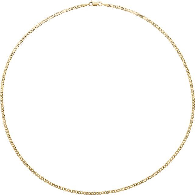 14K Yellow Gold 2.35 mm Polished Curb Chain - Timeless Elegance