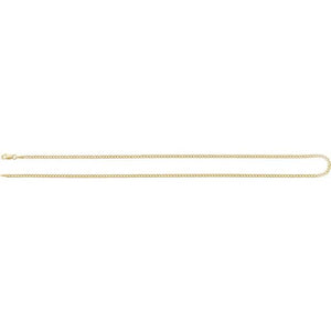 14K Yellow Gold 2.35 mm Polished Curb Chain - Timeless Elegance
