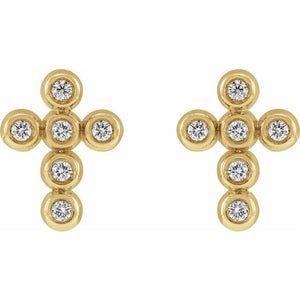 Platinum Round Cubic Zirconia Cross Earrings - Elegant Sparkle