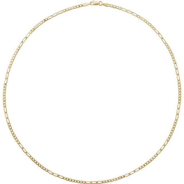 14K Yellow Gold 2.5 mm Figaro Chain - Elegant Daily Wear