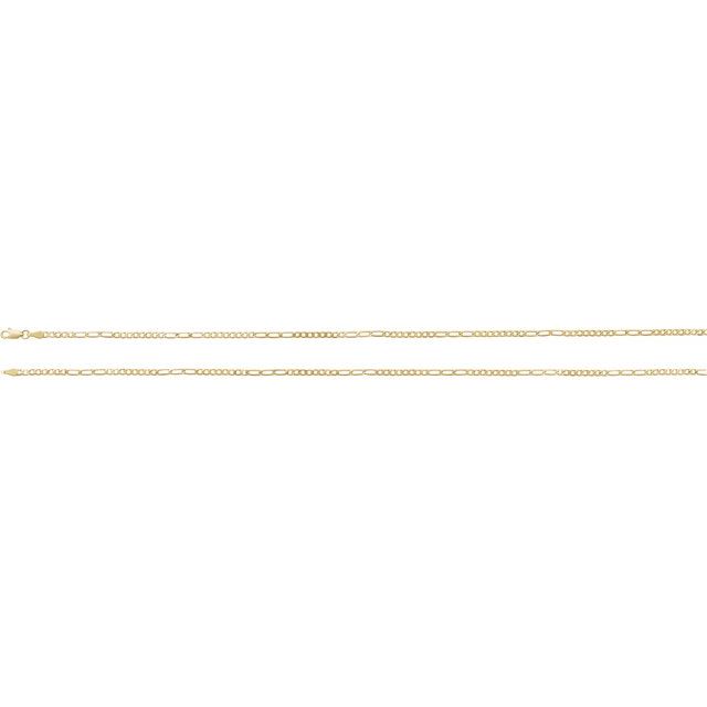 14K Yellow Gold 2.5 mm Figaro Chain - Elegant Daily Wear