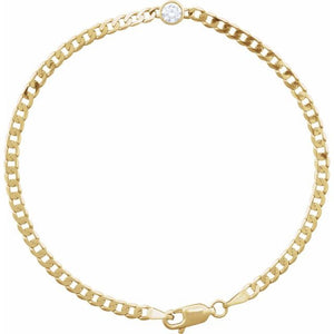 14K Gold Curb Chain Link Bracelet - Options Available