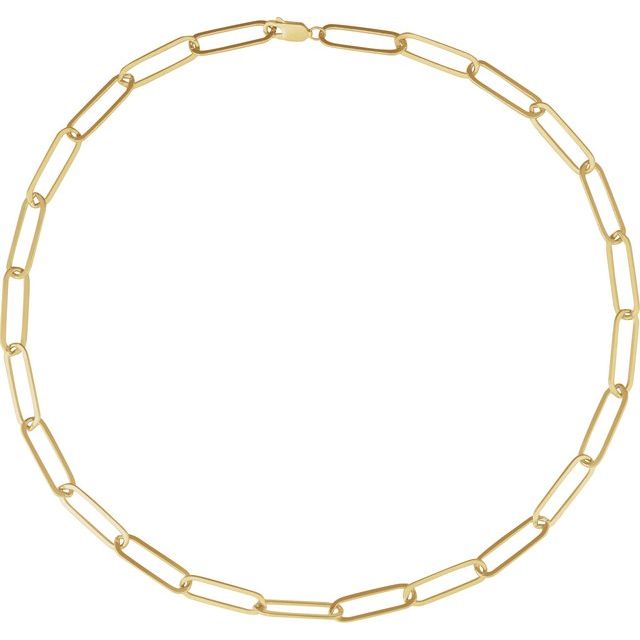 14K Yellow Gold 6.2 mm Paperclip-Style 18" Chain - Elegant Luxury