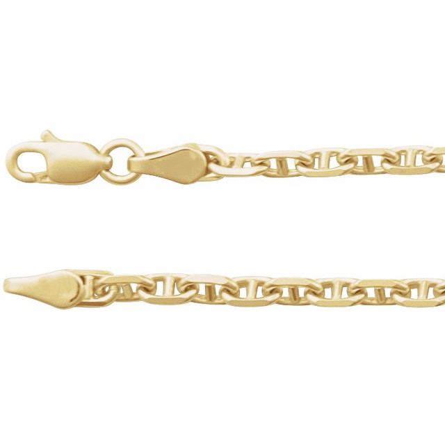 14K Yellow Gold 2.6 mm Diamond-Cut Anchor Chain - Timeless Elegance