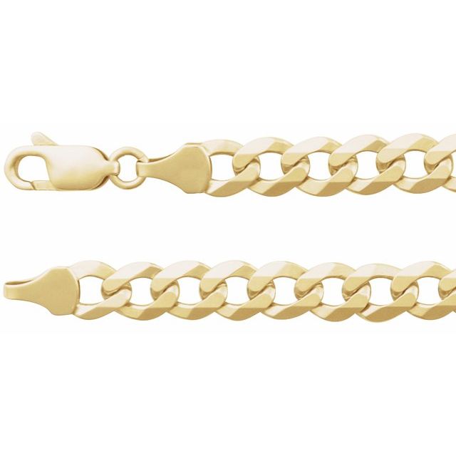 14K Yellow Gold 7 mm Curb Chain Bracelet - Elegant Design