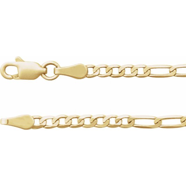 14K Yellow Gold 2.5 mm Figaro Chain - Elegant Daily Wear