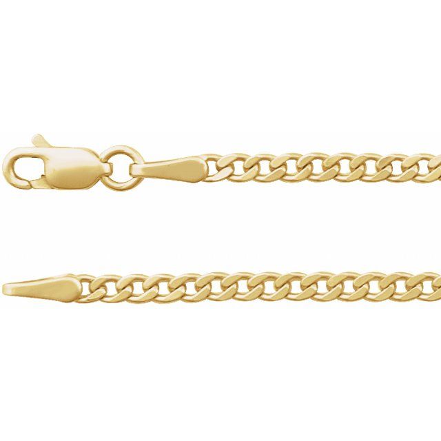 14K Yellow Gold 2.35 mm Polished Curb Chain - Timeless Elegance