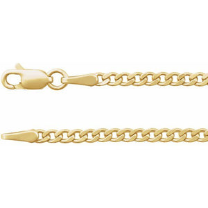 14K Yellow Gold 2.35 mm Polished Curb Chain - Timeless Elegance
