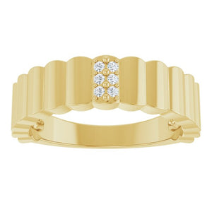 14K Gold, Silver & Platinum Natural Diamond Cigar Ring - Options Available