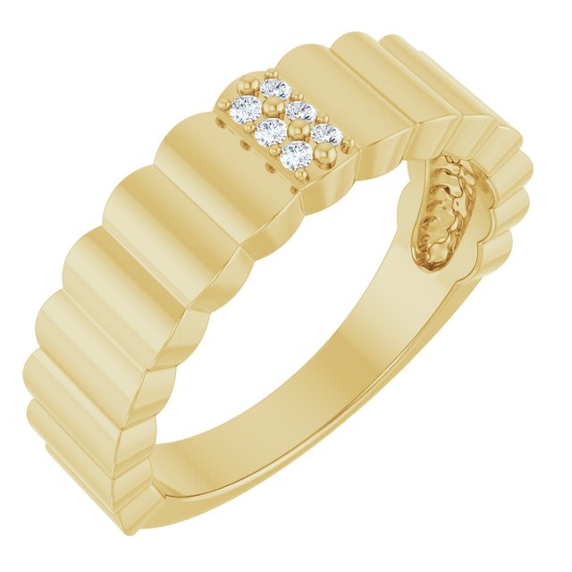 14K Gold Natural Diamond Cigar Ring