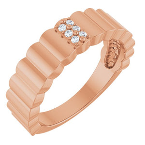 14K Gold, Silver & Platinum Natural Diamond Cigar Ring - Options Available