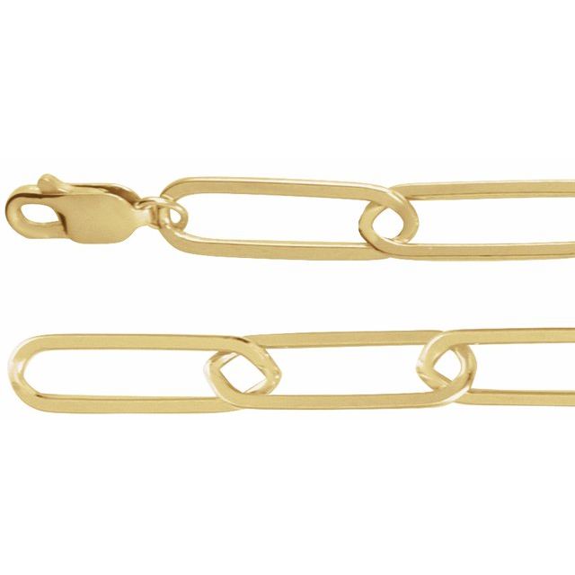 14K Yellow Gold 6.2 mm Paperclip-Style 18" Chain - Elegant Luxury