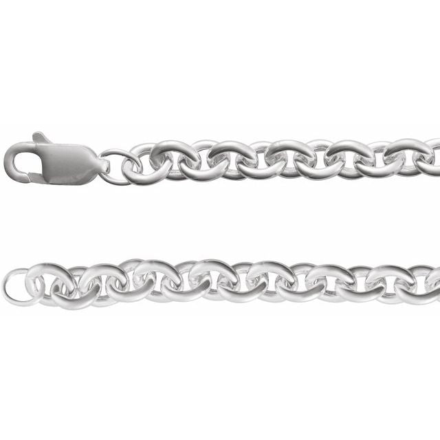 Sterling Silver Cable Chain Bracelet with Polished Finish
