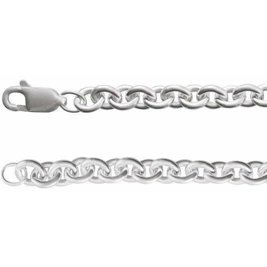 Sterling Silver Cable Chain Bracelet with Polished Finish