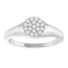 Silver 1/8 CTW Natural Diamond Pave Signet Ring