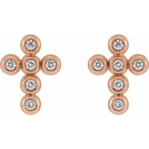 Platinum Round Cubic Zirconia Cross Earrings - Elegant Sparkle