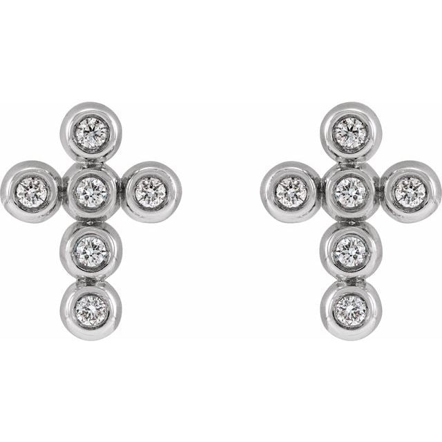 Platinum Round Cubic Zirconia Cross Earrings - Elegant Sparkle