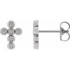 Platinum Round Cubic Zirconia Cross Earrings - Elegant Sparkle