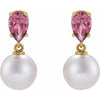 Elegant 14K Rose Gold Akoya Pearl & Tanzanite Drop Earrings