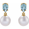 Elegant 14K Rose Gold Akoya Pearl & Tanzanite Drop Earrings