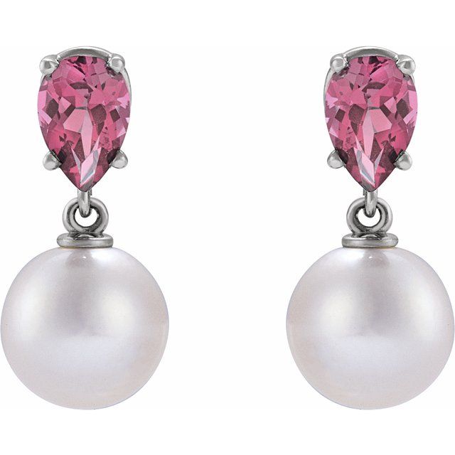 Elegant 14K Rose Gold Akoya Pearl & Tanzanite Drop Earrings