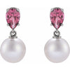 Elegant 14K Rose Gold Akoya Pearl & Tanzanite Drop Earrings