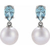 Elegant 14K Rose Gold Akoya Pearl & Tanzanite Drop Earrings