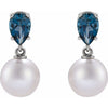 Elegant 14K Rose Gold Akoya Pearl & Tanzanite Drop Earrings