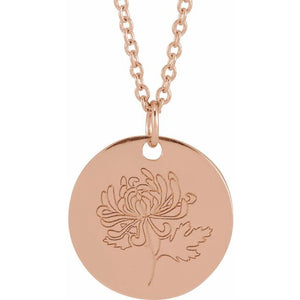 June Rose Birth Flower Necklace in 14K Gold, Sterling Silver and Platinum