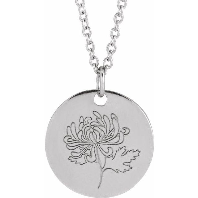 June Rose Birth Flower Necklace in 14K Gold, Sterling Silver and Platinum