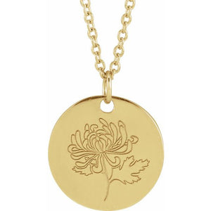 June Rose Birth Flower Necklace in 14K Gold, Sterling Silver and Platinum