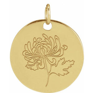 Birth Flower Pendant Necklace for All Twelve Months in 14K Gold & Platinum