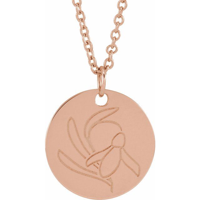 June Rose Birth Flower Necklace in 14K Gold, Sterling Silver and Platinum