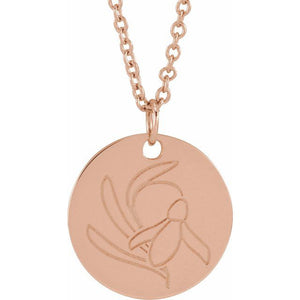 June Rose Birth Flower Necklace in 14K Gold, Sterling Silver and Platinum