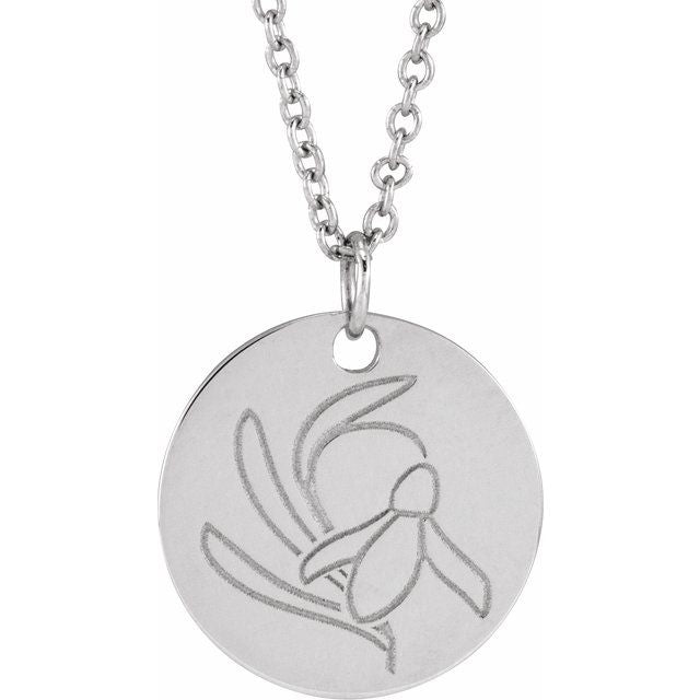 June Rose Birth Flower Necklace in 14K Gold, Sterling Silver and Platinum