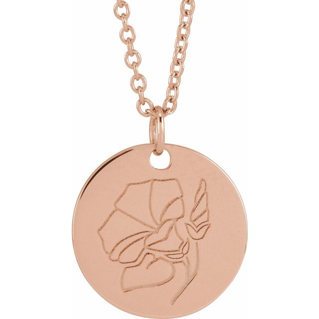 June Rose Birth Flower Necklace in 14K Gold, Sterling Silver and Platinum