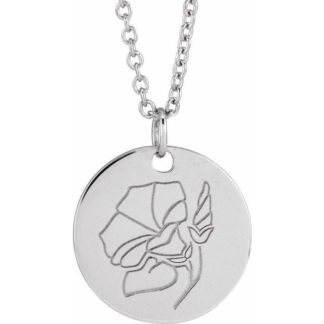 June Rose Birth Flower Necklace in 14K Gold, Sterling Silver and Platinum