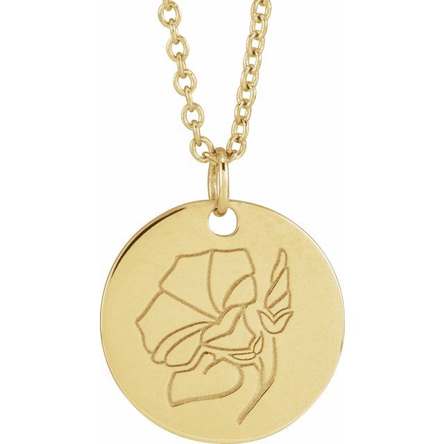 June Rose Birth Flower Necklace in 14K Gold, Sterling Silver and Platinum