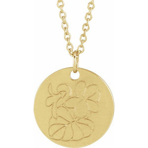 June Rose Birth Flower Necklace in 14K Gold, Sterling Silver and Platinum