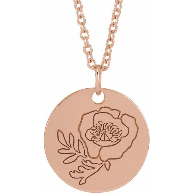 June Rose Birth Flower Necklace in 14K Gold, Sterling Silver and Platinum