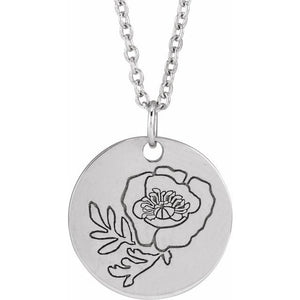 June Rose Birth Flower Necklace in 14K Gold, Silver & Platinum