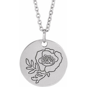June Rose Birth Flower Necklace in 14K Gold, Sterling Silver and Platinum