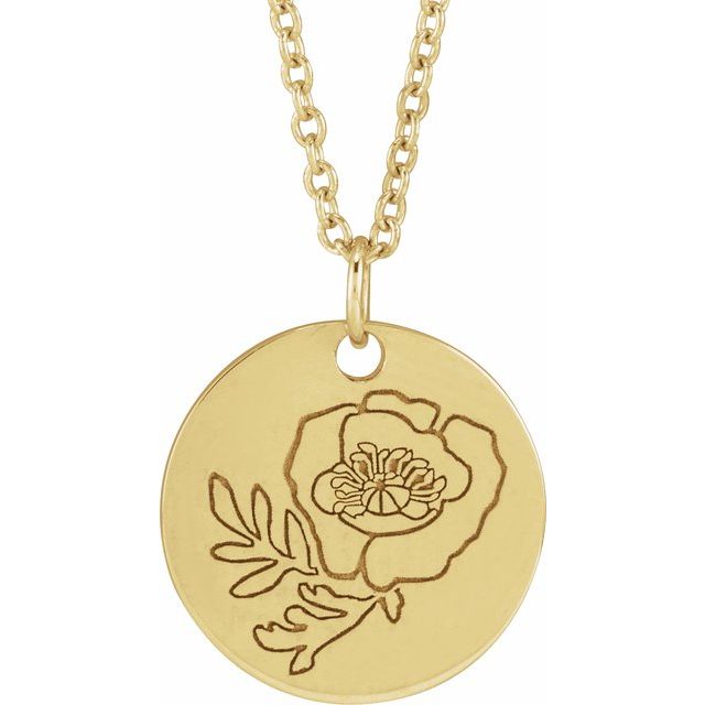June Rose Birth Flower Necklace in 14K Gold, Sterling Silver and Platinum